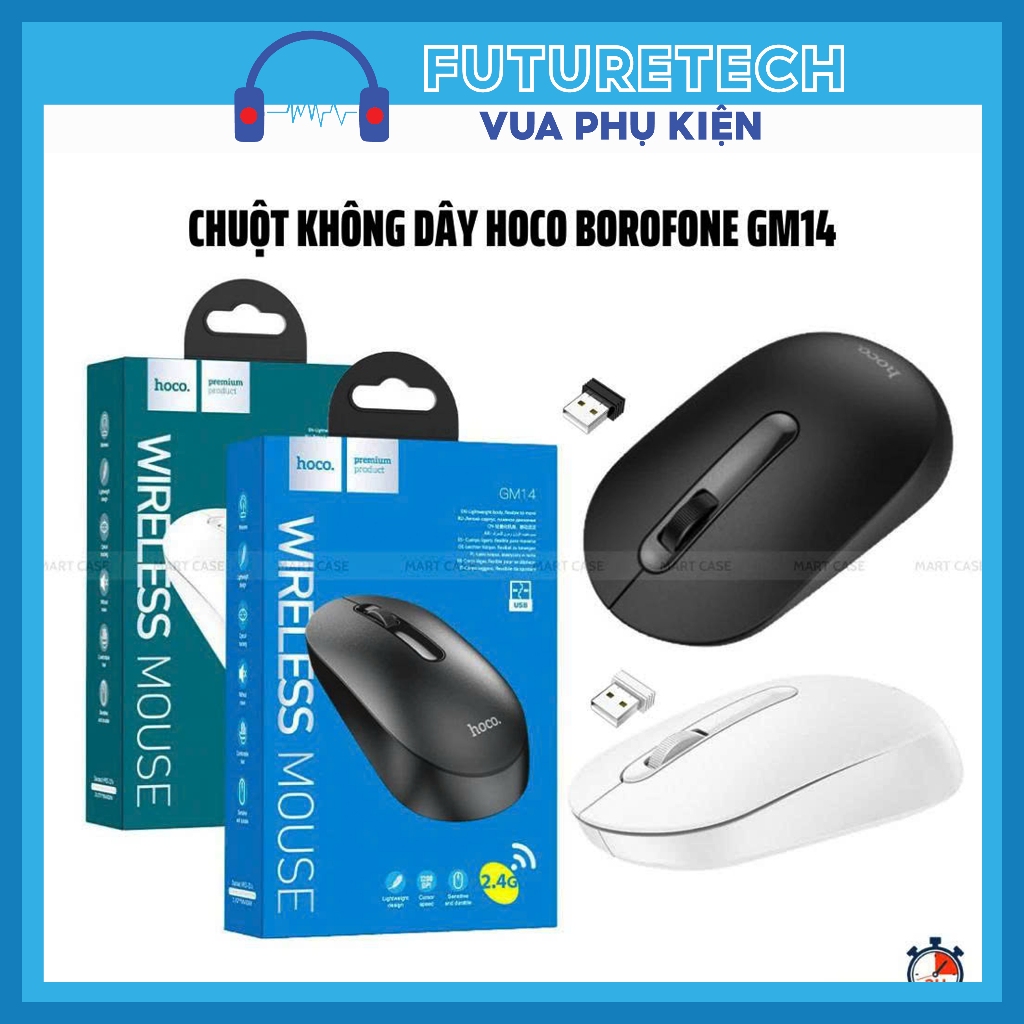 Chuột Không Dây Hoco GM14 2.4G kết nối USB, DPI 1200 chính hãng siêu mượt BH 6 tháng