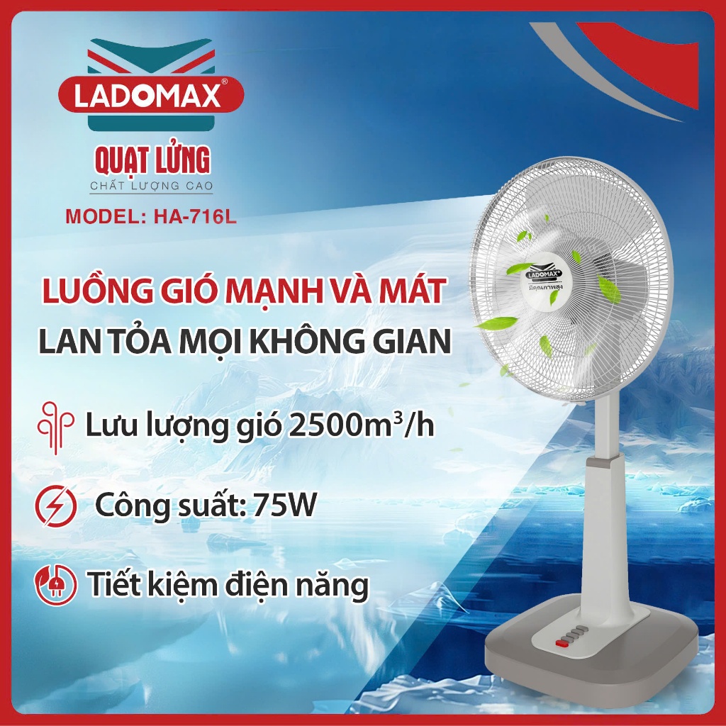 QUẠT LỬNG LADOMAX - Model: HA-716L