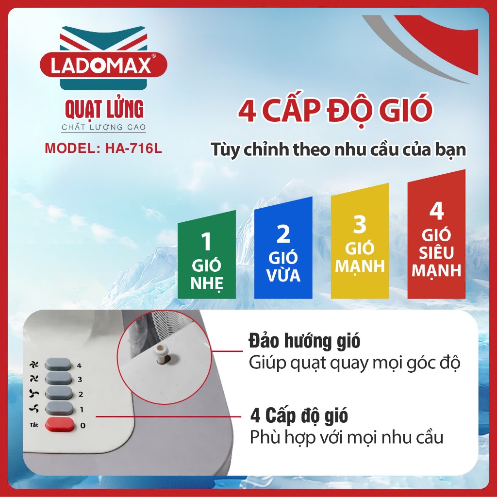 QUẠT LỬNG LADOMAX - Model: HA-716L