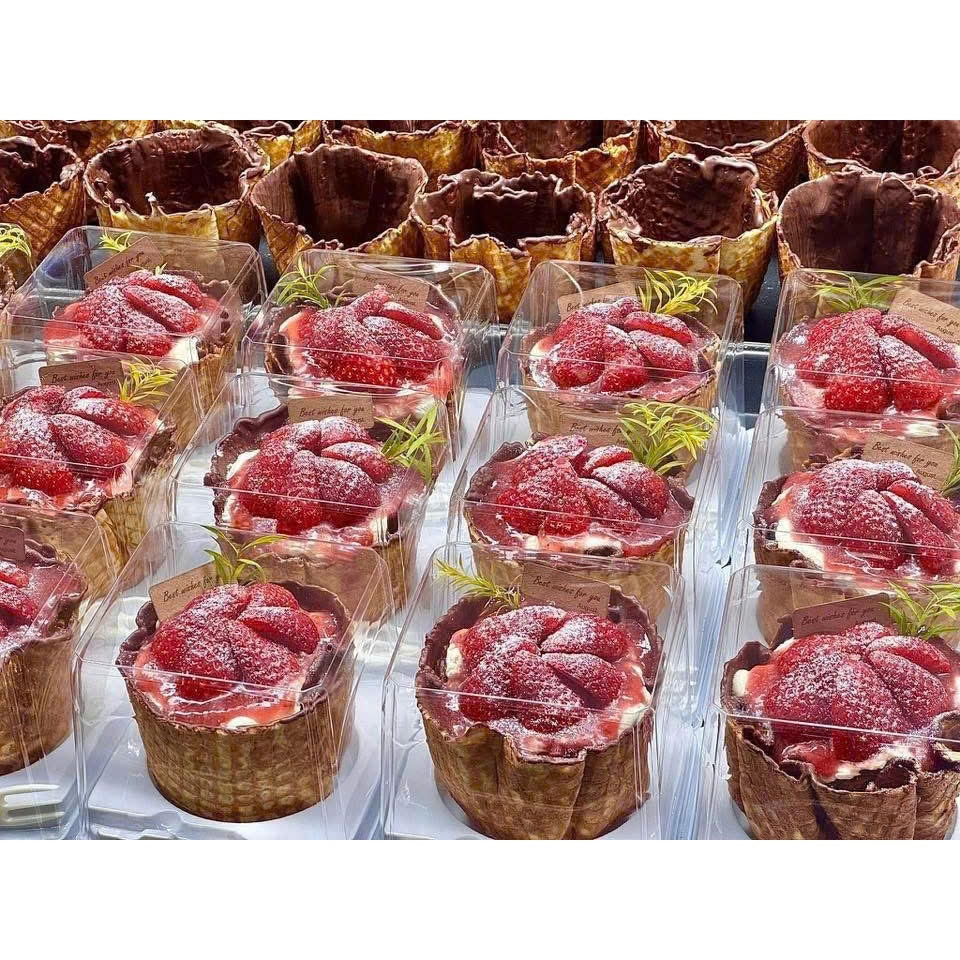 Set 50 HỘP VUÔNG ĐẾ TRẮNG ĐỰNG BÁNH KEM MINI KÈM NĨA - ĐỰNG BÁNH MOUSSE, TIRAMISU, PANNA COTTA - Mã SP: XY902