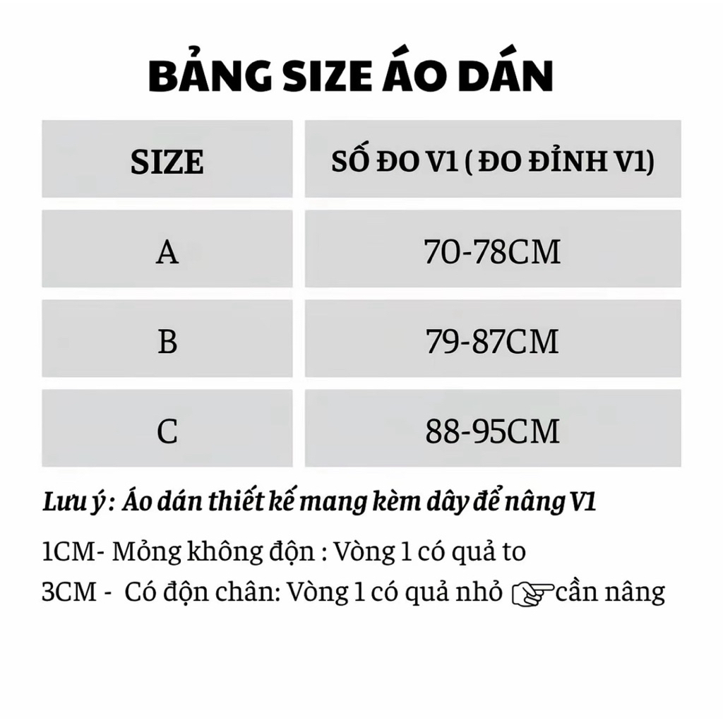 TiNA-bikini áo dán tàng hình trong suốt nâng V1,tạo khe cực đỉnh ,có size cup A-B