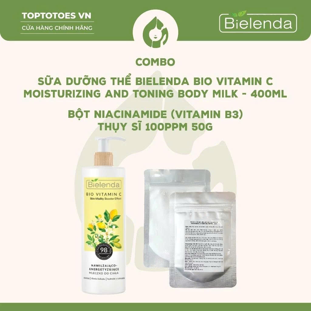 [HÀNG NHẬP KHẨU] Sữa dưỡng thể trắng da Bielenda Bio Vitamin C bảo vệ da toàn diện 250ml/400ml
