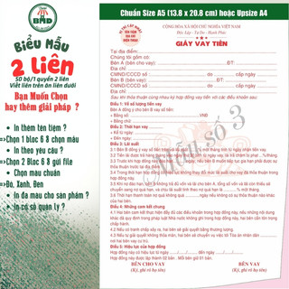 Giấy vay tiền 2 liên-Block 6 quyển-chọn mẫu in tên