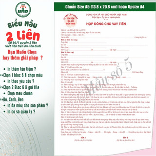 Giấy vay tiền 2 liên-Block 6 quyển-chọn mẫu in tên
