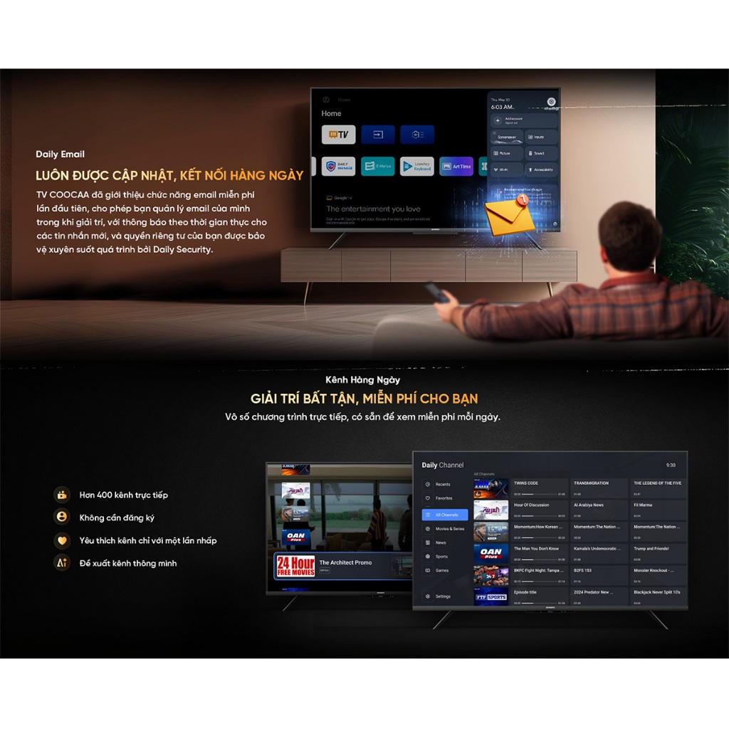[Miễn phí lắp đặt HN-HCM] Google Tivi Coocaa 4K 65 Inch - Model 65Y84 | BigBuy360 - bigbuy360.vn