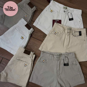 Quần Short Jean Nữ Thêu Ngựa – Quần Short Jean Lưng Cao Nhiều Màu, Jean Cotton Dày Đẹp, Dễ Phối Đồ