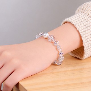 Vòng Tay Đá Tự Nhiên Thạch Anh Hồng Tím Vòng Tay Nữ Phối Hạt Pha Lê Lấp Lánh May Mắn Tình Duyên Trang Sức Nữ Cao Cấp Mẫu