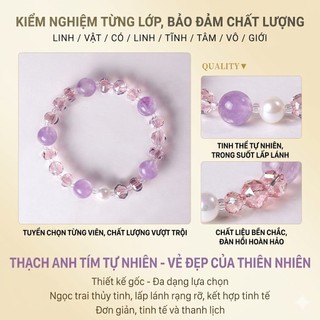 Vòng Tay Đá Tự Nhiên Thạch Anh Hồng Tím Vòng Tay Nữ Phối Hạt Pha Lê Lấp Lánh May Mắn Tình Duyên Trang Sức Nữ Cao Cấp Mẫu