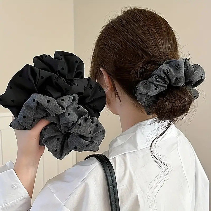 Dây Buộc Tóc Scrunchies In Nơ Dễ Thương Xinh Xắn Style Retro Pháp Phụ Kiện Tóc Nữ Empoli