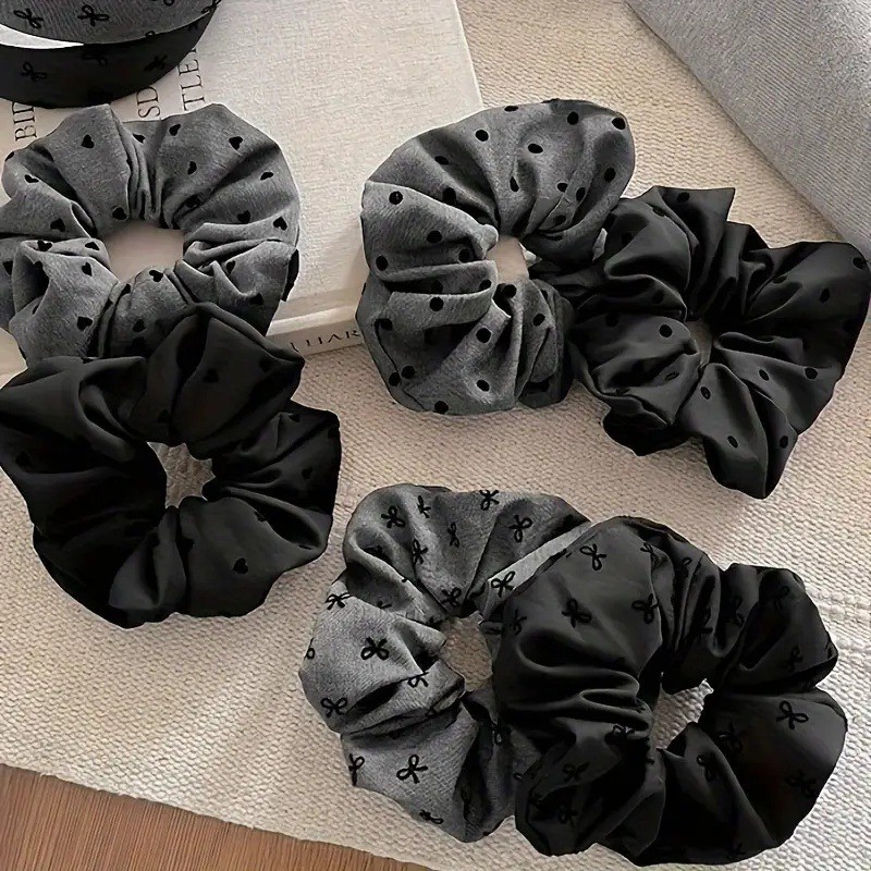Dây Buộc Tóc Scrunchies In Nơ Dễ Thương Xinh Xắn Style Retro Pháp Phụ Kiện Tóc Nữ Empoli