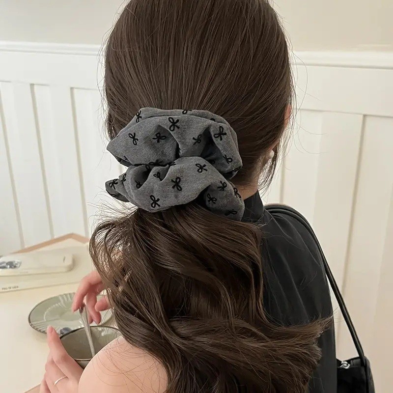 Dây Buộc Tóc Scrunchies In Nơ Dễ Thương Xinh Xắn Style Retro Pháp Phụ Kiện Tóc Nữ Empoli