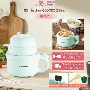 Nồi lẩu đa năng Qcooko 1.7L+1L, Hấp Bánh Bao, 3 mức công suất, Máy Ăn Sáng Khay hấp tháo rời vệ sinh dễ dàng