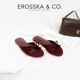 Erosska - Dép quai ngang đế bệt phối nơ kiểu dáng trẻ trung basic màu đỏ - DE095