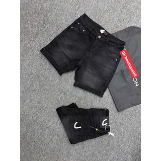 quần short jean nam màu đen điểm nhấn hoạ tiết túi sau đẹp,vải dày mềm co giãn nhẹ phom dáng chuẩn siêu cấp quảng châu