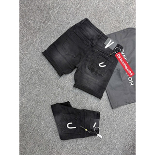 quần short jean nam màu đen điểm nhấn hoạ tiết túi sau đẹp,vải dày mềm co giãn nhẹ phom dáng chuẩn siêu cấp quảng châu
