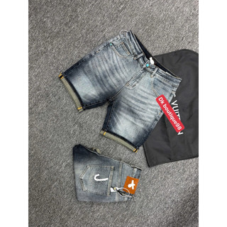 Quần Short Jean Nam Wash Bụi Phối Gấu Xắn Cá Tính – Co Giãn Nhẹ, Form Slim Fit Trẻ Trung