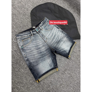 Quần Short Jean Nam Wash Bụi Phối Gấu Xắn Cá Tính – Co Giãn Nhẹ, Form Slim Fit Trẻ Trung