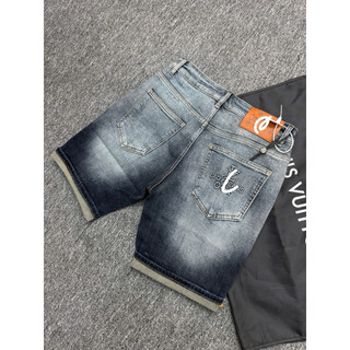 Quần Short Jean Nam Wash Bụi Phối Gấu Xắn Cá Tính – Co Giãn Nhẹ, Form Slim Fit Trẻ Trung