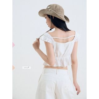 𝐌𝐞𝐥𝐥𝐨𝐰 𝐓𝐨𝐩 - Áo kiểu nữ, áo croptop thiết kế dây nơ eo cổ vuông nhien.official NAS00054