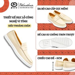 Giày da bò đục lỗ thoáng khí chính hãng FTTLeather, giày slip on nam cao cấp đế mềm chống trượt F905