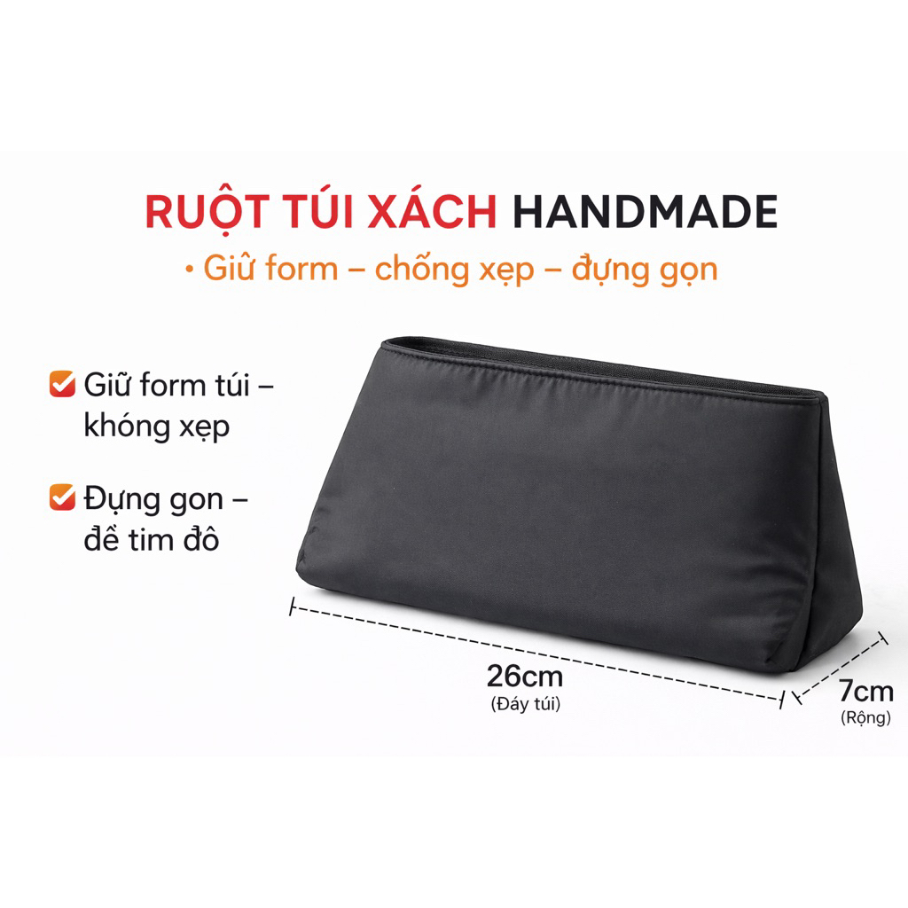 Ruột Túi Xách Handmade Giữ Form – Lót Túi Chống Xẹp – Nhiều Size 21–23cm – Vải Dày Cao Cấp