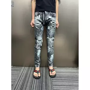 Quần Jean Nam D/2 xám khói khóá lệch hở New