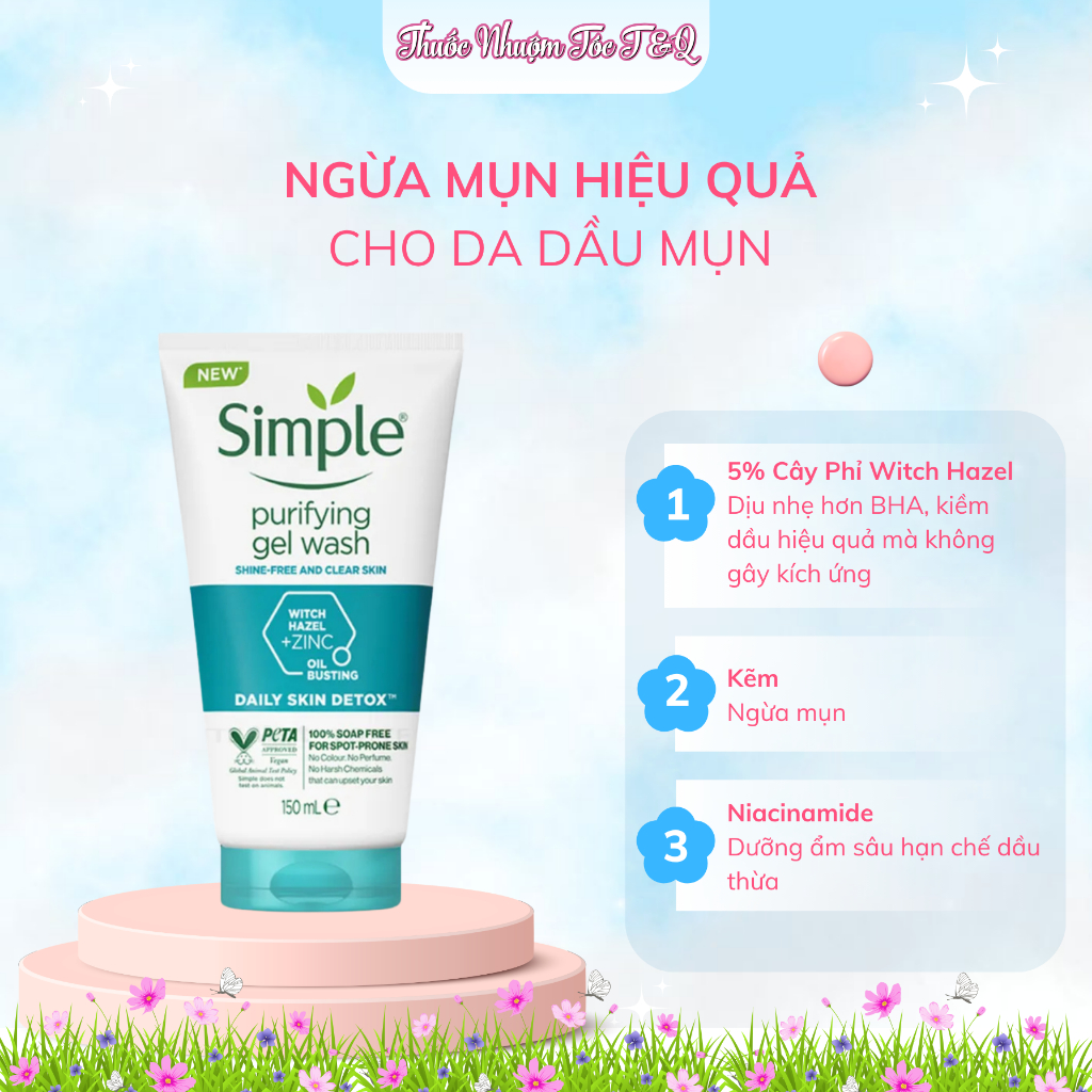 Sữa Rửa Mặt Simple Giúp Kiềm Dầu, Ngăn Ngừa Mụn, Thông Thoáng Lỗ Chân Lông, Dành Cho Da Dầu Mụn