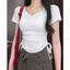 Áo Thun Cộc Tay Cổ Tim Dây Rút Eo RANSHI Áo Crt Dễ Mặc Dễ Phối Chất Thun Cotton Mềm Mịn - RA320
