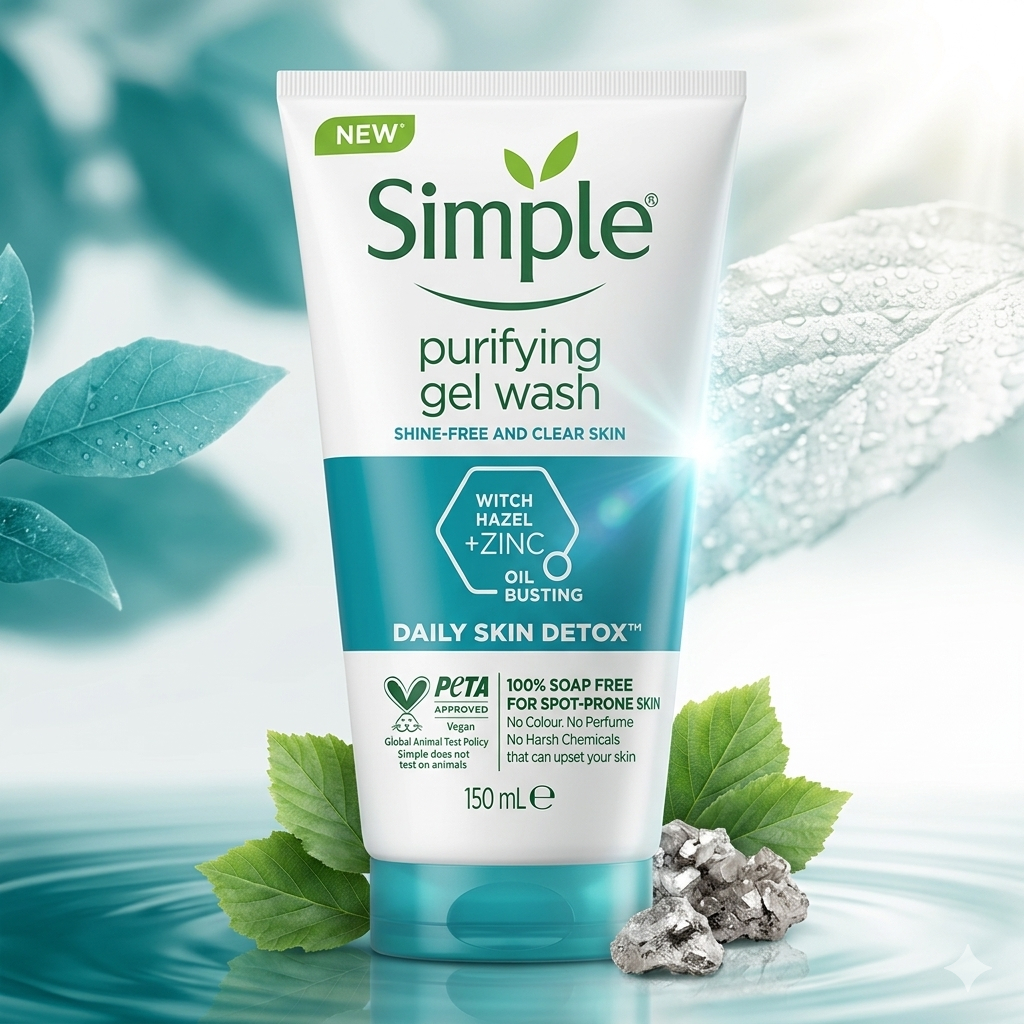 Sữa Rửa Mặt Simple Giúp Kiềm Dầu, Ngăn Ngừa Mụn, Thông Thoáng Lỗ Chân Lông, Dành Cho Da Dầu Mụn