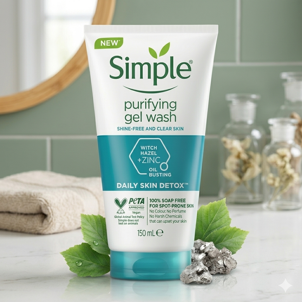 Sữa Rửa Mặt Simple Giúp Kiềm Dầu, Ngăn Ngừa Mụn, Thông Thoáng Lỗ Chân Lông, Dành Cho Da Dầu Mụn