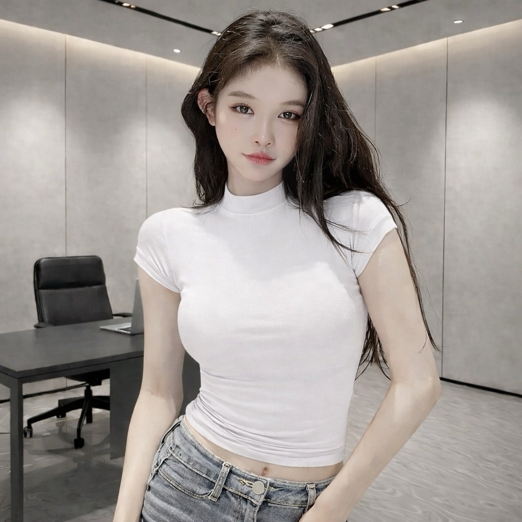 PQ08-Áo thun cộc tay cổ cao 3cm crotop Babytee PQ.Store From Ôm Thời Trang Cá Tính Cực Xinh | BigBuy360 - bigbuy360.vn