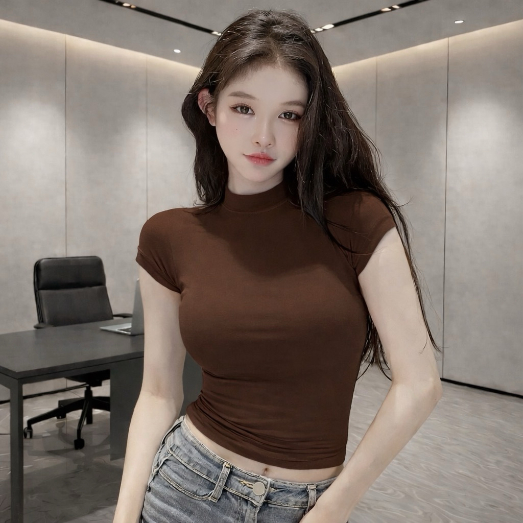 PQ08-Áo thun cộc tay cổ cao 3cm crotop Babytee PQ.Store From Ôm Thời Trang Cá Tính Cực Xinh | BigBuy360 - bigbuy360.vn