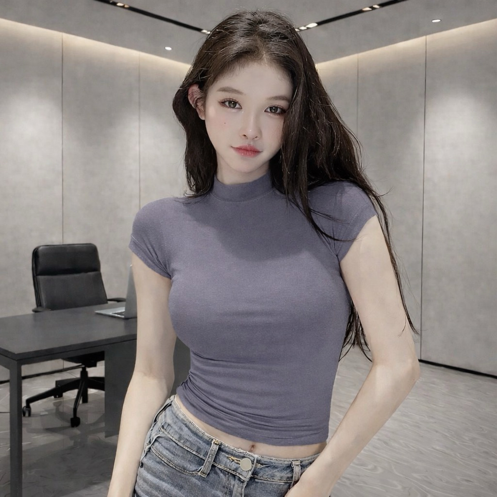 PQ08-Áo thun cộc tay cổ cao 3cm crotop Babytee PQ.Store From Ôm Thời Trang Cá Tính Cực Xinh | BigBuy360 - bigbuy360.vn