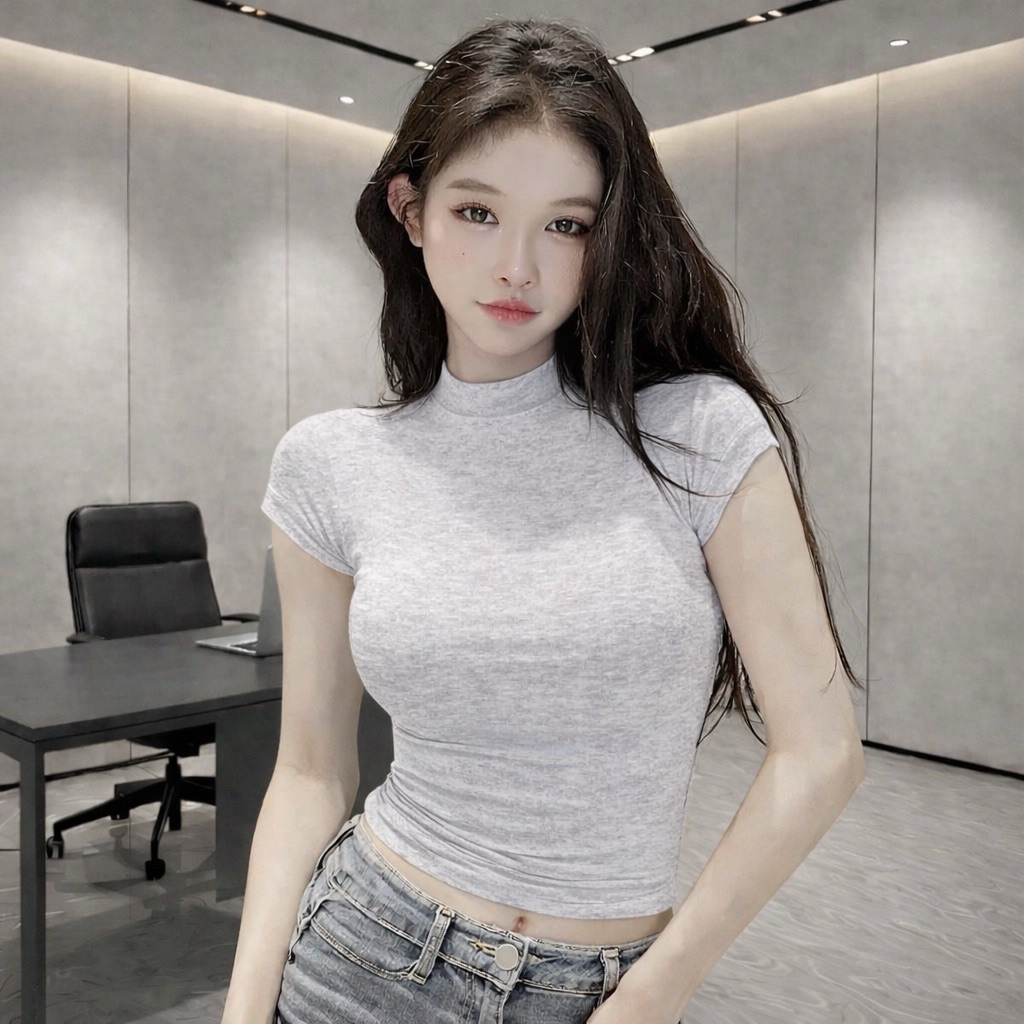 PQ08-Áo thun cộc tay cổ cao 3cm crotop Babytee PQ.Store From Ôm Thời Trang Cá Tính Cực Xinh | BigBuy360 - bigbuy360.vn