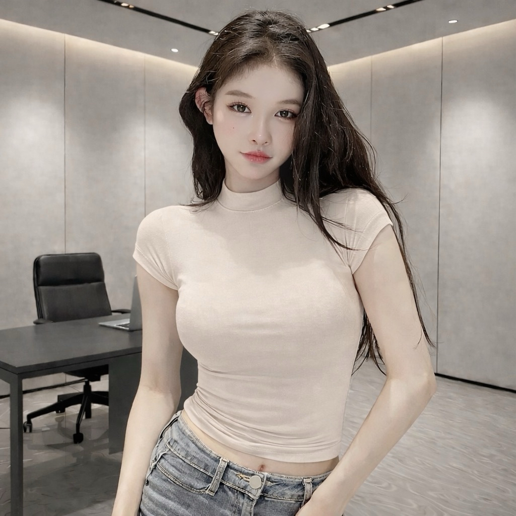 PQ08-Áo thun cộc tay cổ cao 3cm crotop Babytee PQ.Store From Ôm Thời Trang Cá Tính Cực Xinh | BigBuy360 - bigbuy360.vn