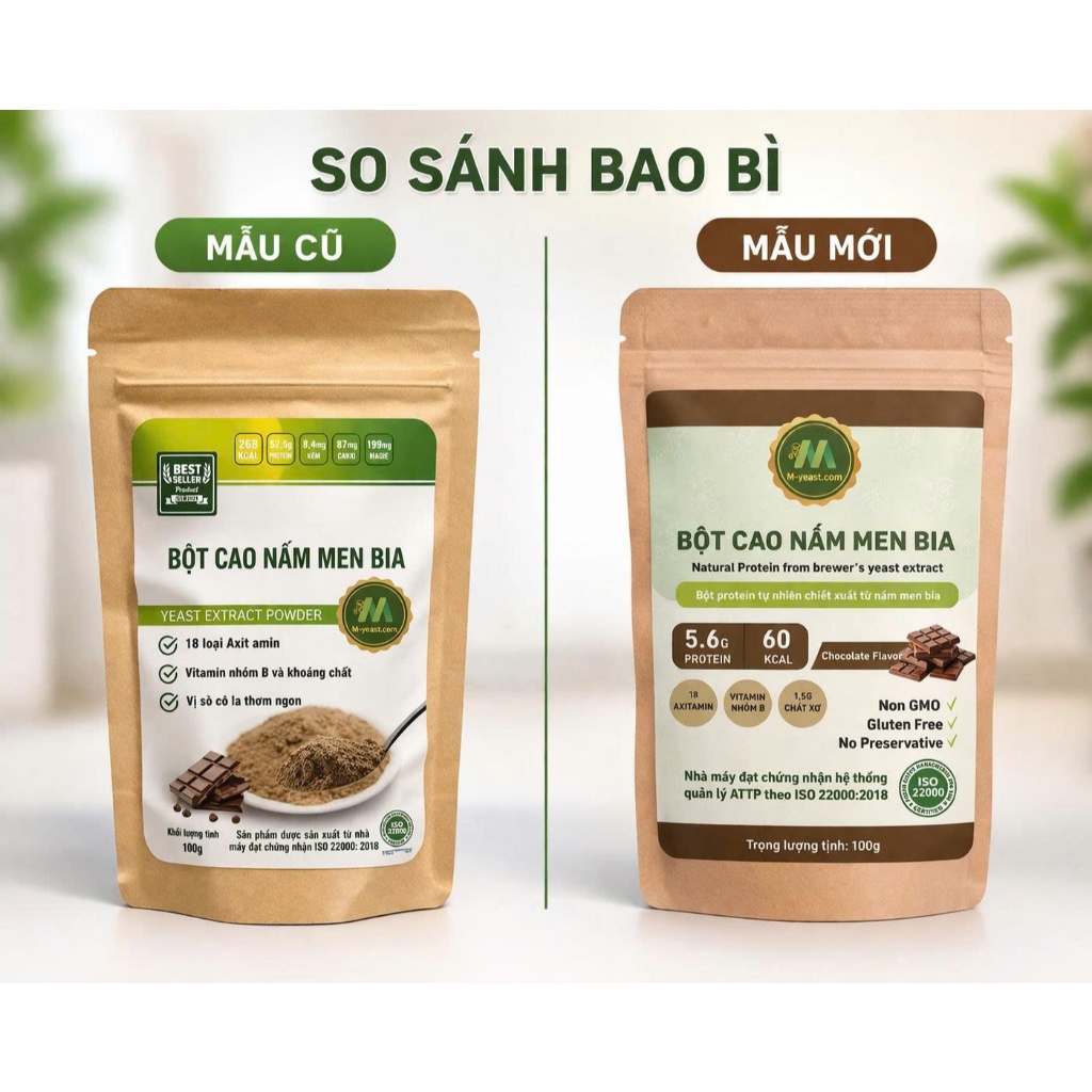 Bột nấm men bia hương Socola 100g - thực phẩm chay lành mạnh, hương vị dịu nhẹ M-Yeast