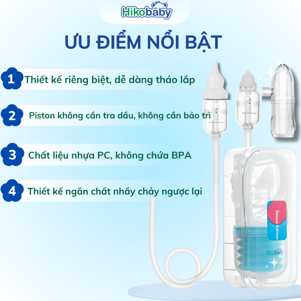 Combo Hút Mũi Hikobaby & Xịt Kháng Khuẩn Dizigone Baby 300ml Cho Bé, Sạch Dịch Mũi, Ngừa Hăm, Dịu Da