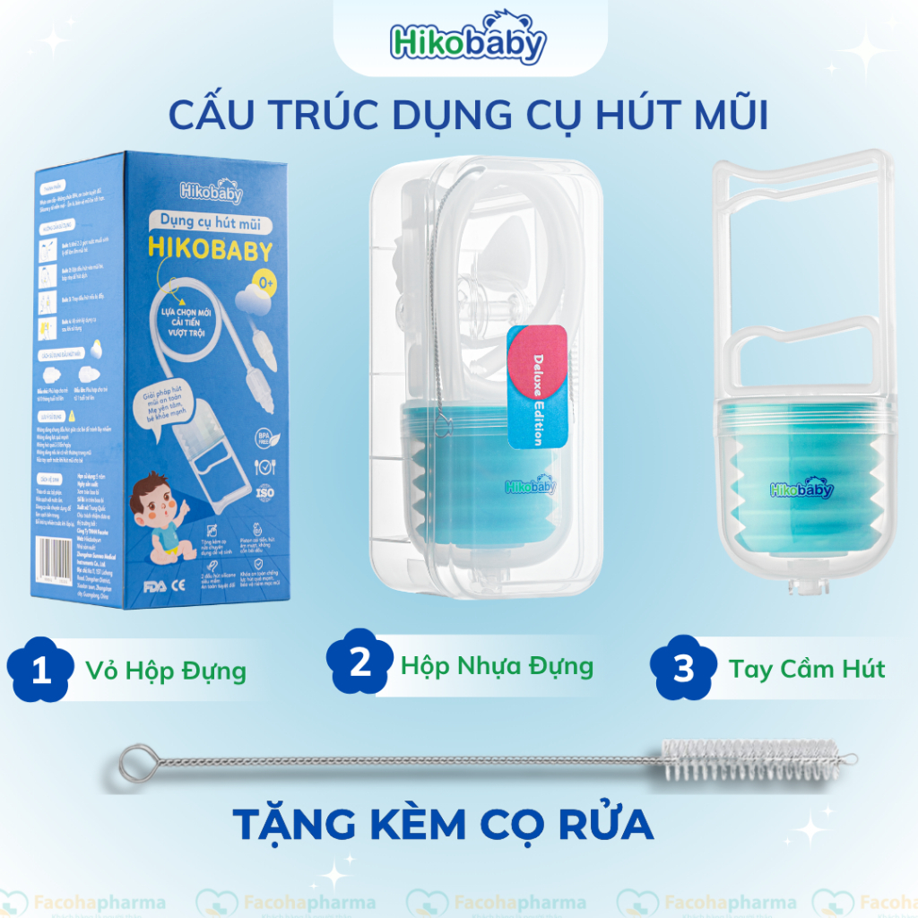 Combo Hút Mũi Hikobaby & Xịt Kháng Khuẩn Dizigone Baby 300ml Cho Bé, Sạch Dịch Mũi, Ngừa Hăm, Dịu Da