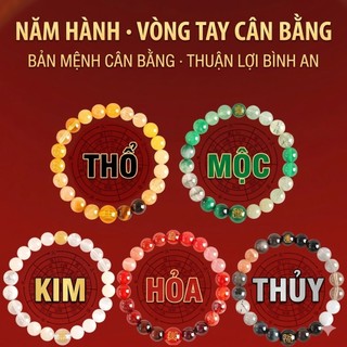 Vòng Tay Phong Thủy Ngũ Hành Chuỗi Hạt Đeo Tay Cân Bằng Bản Mệnh May Mắn Tài Lộc Cho Nam Và Nữ Đá Tự Nhiên Cao Cấp