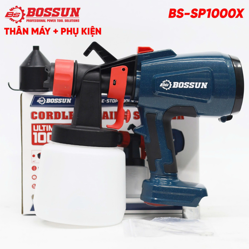 Thân Máy phun sơn dùng pin BOSHUN BS-SP1000X, 2 Kiểu phun - Bình chứa lớn 1000ml - Chân pin phổ thông