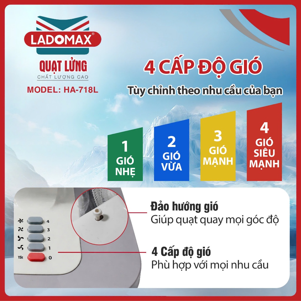 QUẠT LỬNG LADOMAX - Model: HA-718L