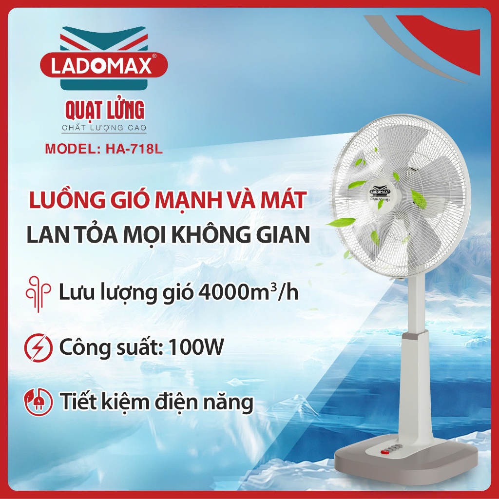 QUẠT LỬNG LADOMAX - Model: HA-718L