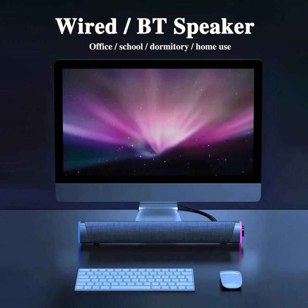 Loa Máy Tính Bluetooth Soundbar V8 NIYE Có Dây Cắm, Led RGB, Âm Thanh Vòm 8D Sống Động Cực Hay