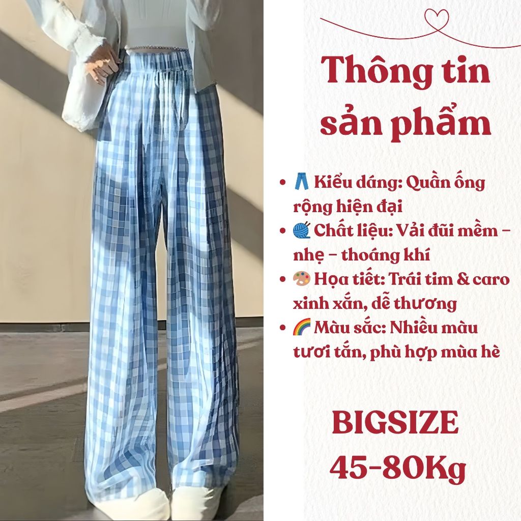 Quần Ống Rộng Nữ Họa Tiết Chất Đũi – Quần Dài Nữ Freesize Bigsize 45–80kg | BS079- Em Xinh Bigsize