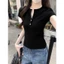 Áo Thun Nữ Cổ Tròn Tay Ngắn Basic Phối Nút Cài RANSHI Ôm Body Chất Thun Cotton Mềm Mịn - RA360