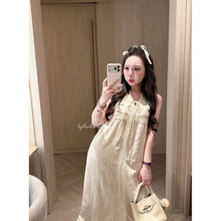 Váy Đầm Bầu Cổ V Phối Viền Ren Hot Hit Dáng Dài Nữ Tính