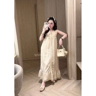 Váy Đầm Bầu Cổ V Phối Viền Ren Hot Hit Dáng Dài Nữ Tính