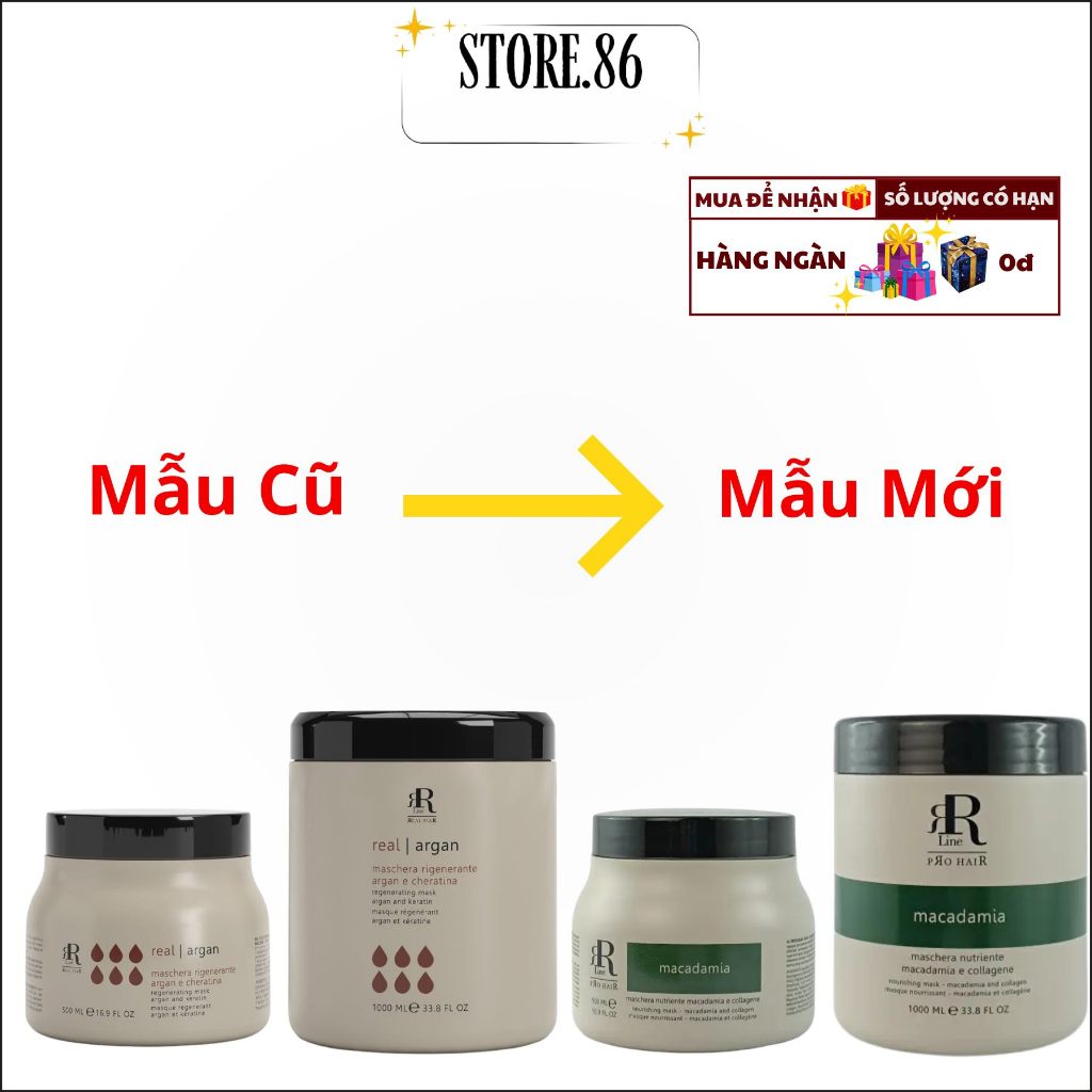 Kem Hấp Dầu Ủ Xả Tóc RR Line Real Macadamia 500ml - 1000ml Hỗ Trợ Phục Hồi Tóc Khô Xơ,Dưỡng Mềm Mượt