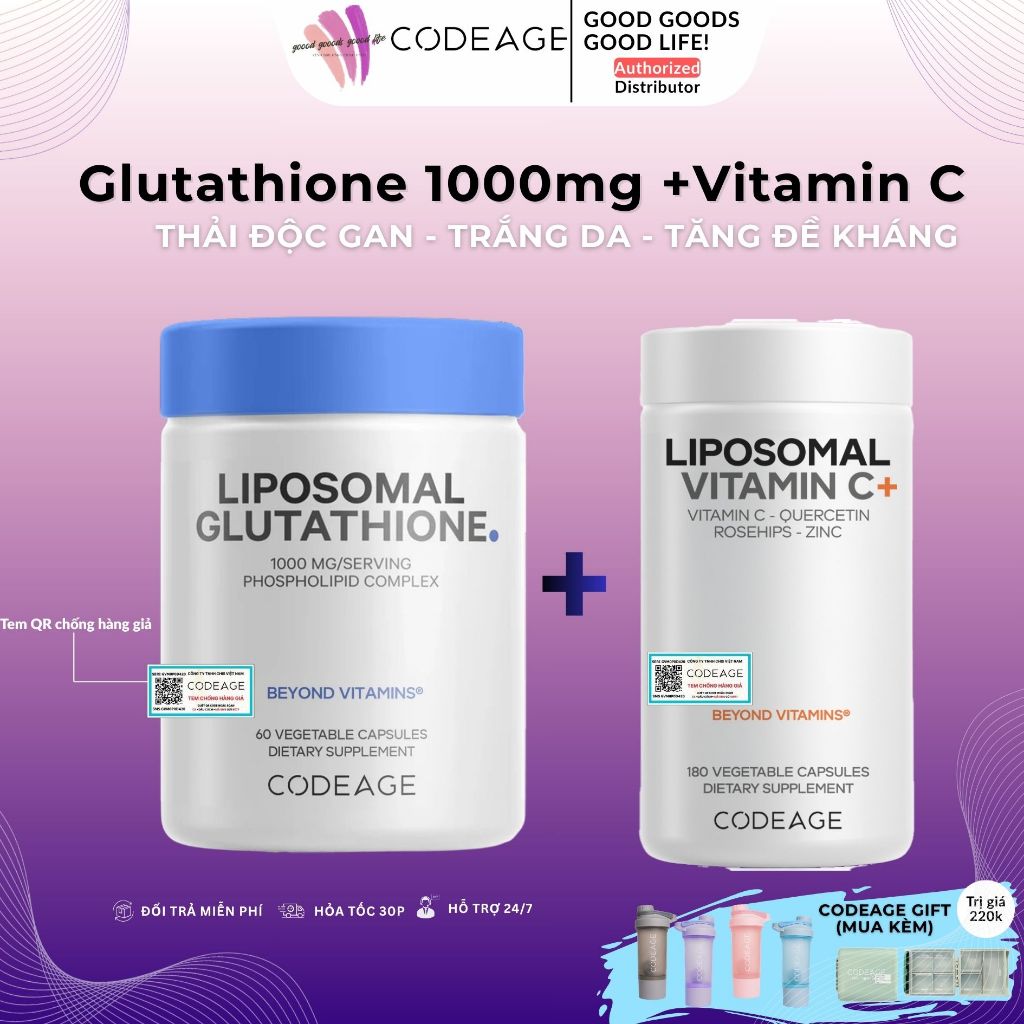 glutathione 1000mg ca m Vin Ung Lm Sng Da Liposomal 1385k / Hp 60v date 2028 Hng Xch Tay Cng dng: Glutathione l mt tripeptide, gm ba acid amin: cysteine, glycine v glutamic acid With 150 capsules per bottle Thioxene 1000mg (Glutathione: 1000mg- M)-