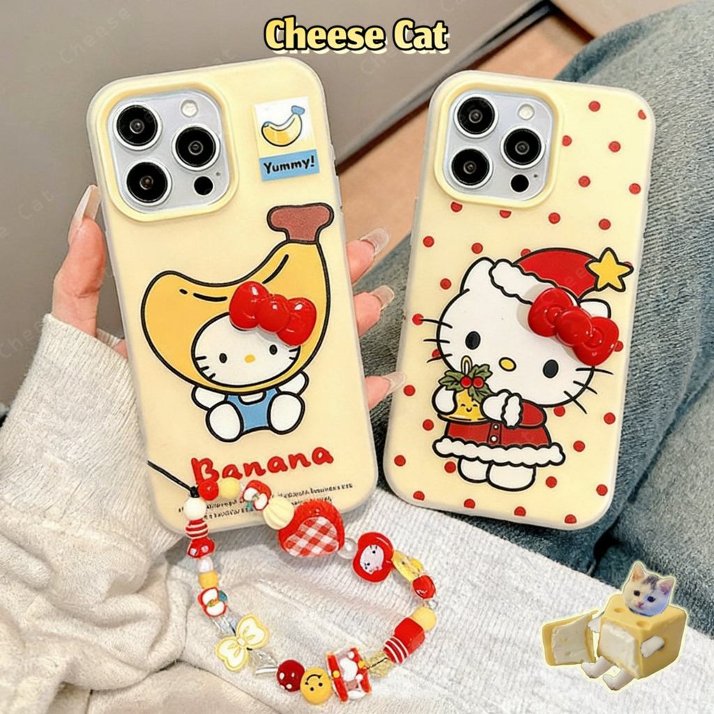 Phim hoạt hình mùa hè Mũ chuối Ốp điện thoại iPhone hình Kitty cho iPhone 15 16 17 11 12 13 14 Pro Max Xs Max XR